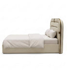 Rustic King Bed With Storage – Upholstered Frame with Statement Layered Headboard