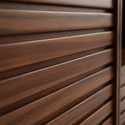 Close-up of wooden slats with a warm brown color.
