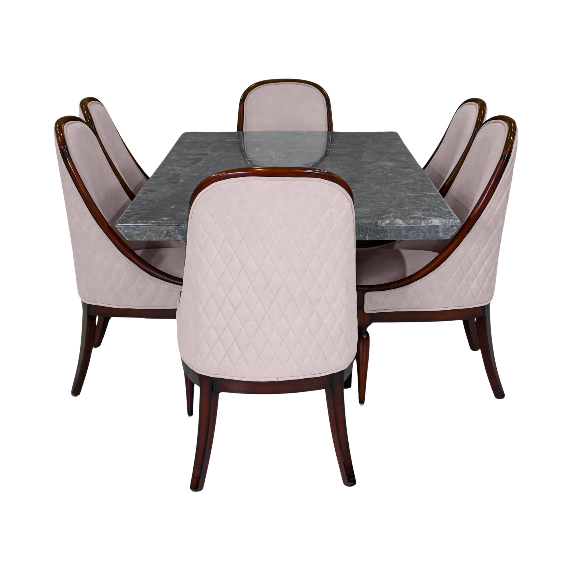 Seagull Marble 6-Seater Dining Table Set – Solid Wood Luxury Dining Furniture