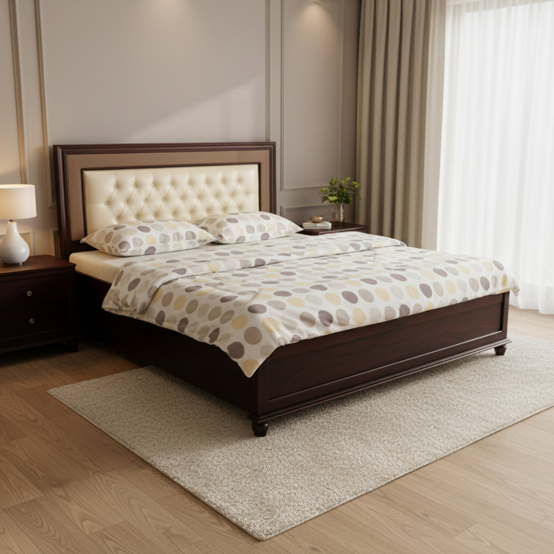 Georgia King Bed with Hydraulic Storage - Refined Solid Wood Comfort with Smart