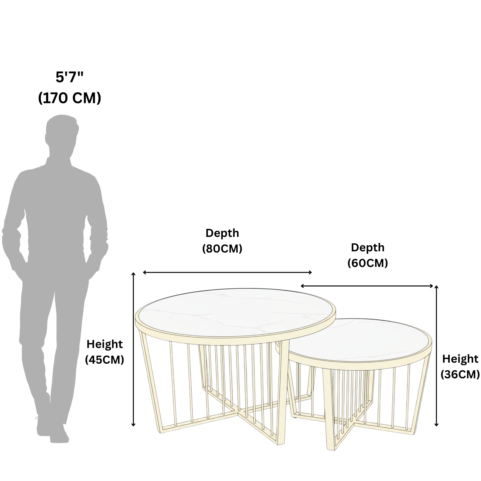 Marigold Marble Coffee Table Set – Elegant Nesting Tables for Modern Living Room