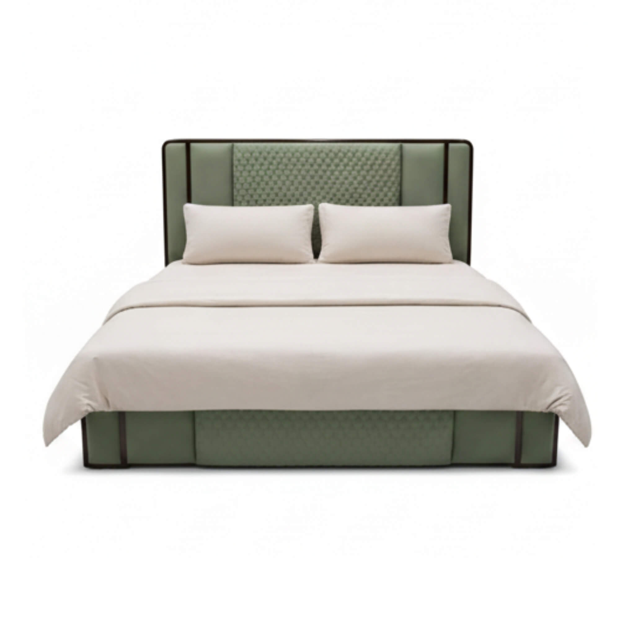 Milano Double Bed With Storage – Upholstered Frame with Cushioned Headboard