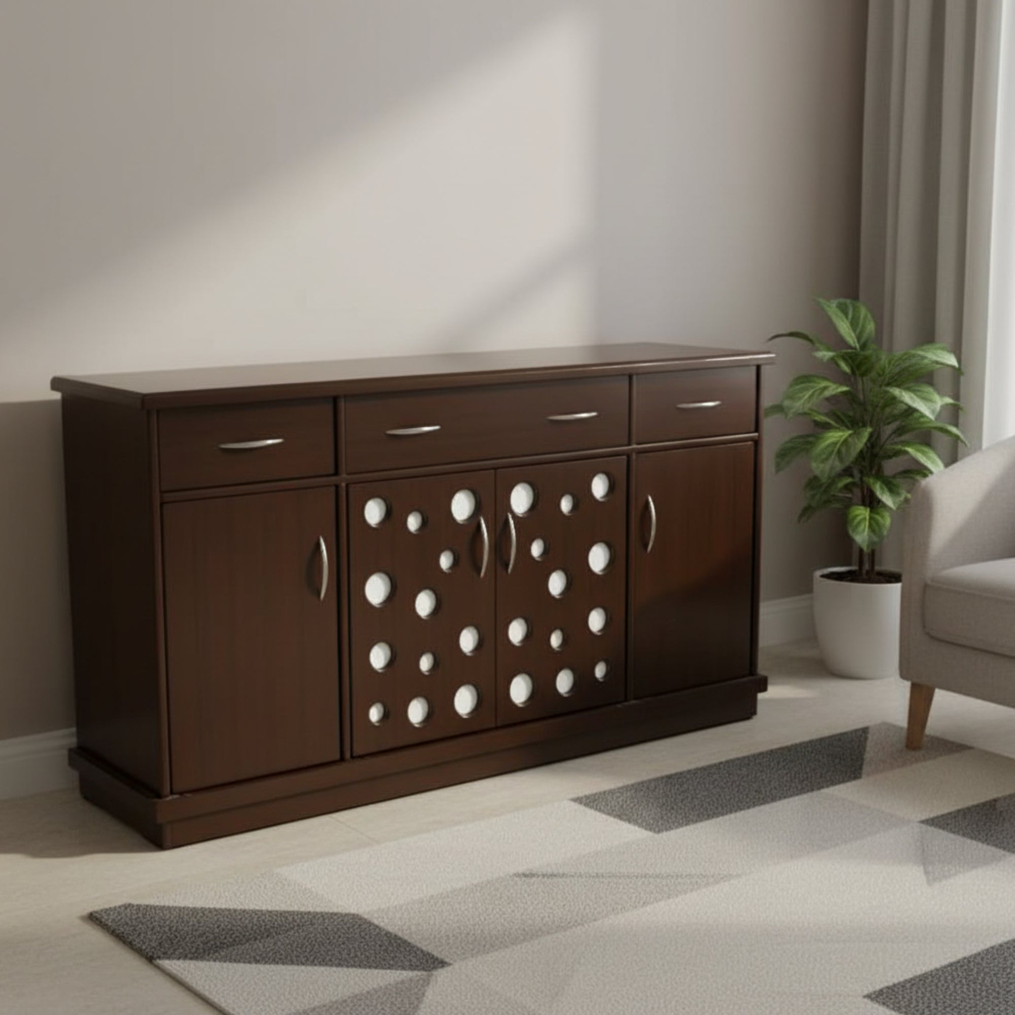 Flake 4 Door Multiunit - Engineering Wood Storage Unit with Gloss Finish