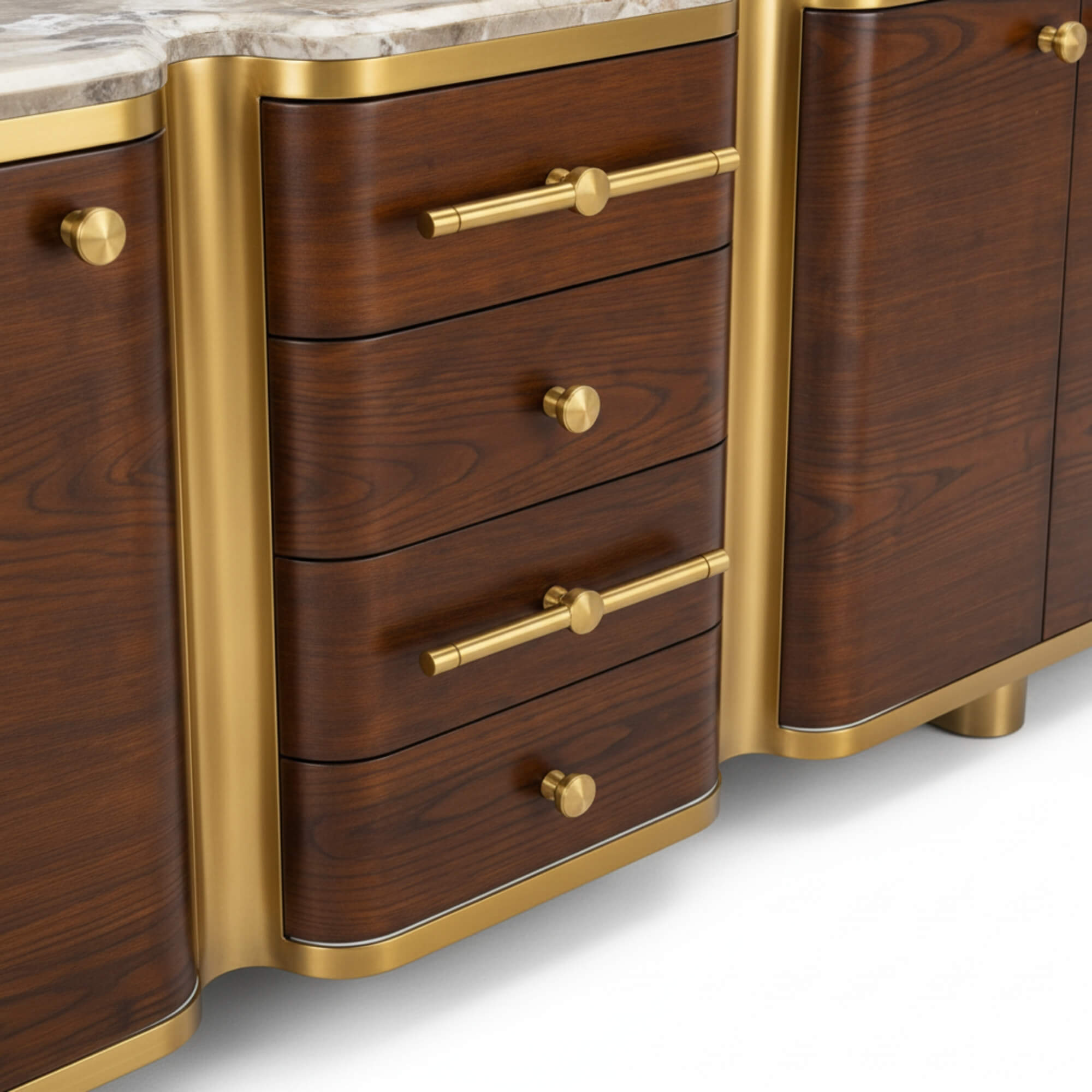 Gulmarg Multiunit with Marble Top – Sculpted Storage with Luxe Finishing
