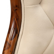 Manchester walnut chair frame and suede back close-up