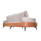 Compass Grey & Tan 3-Seater Fabric Sofa - Adjustable Backrest for Flexible Co