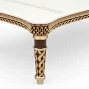 Sapphire marble top corner and carved border close-up