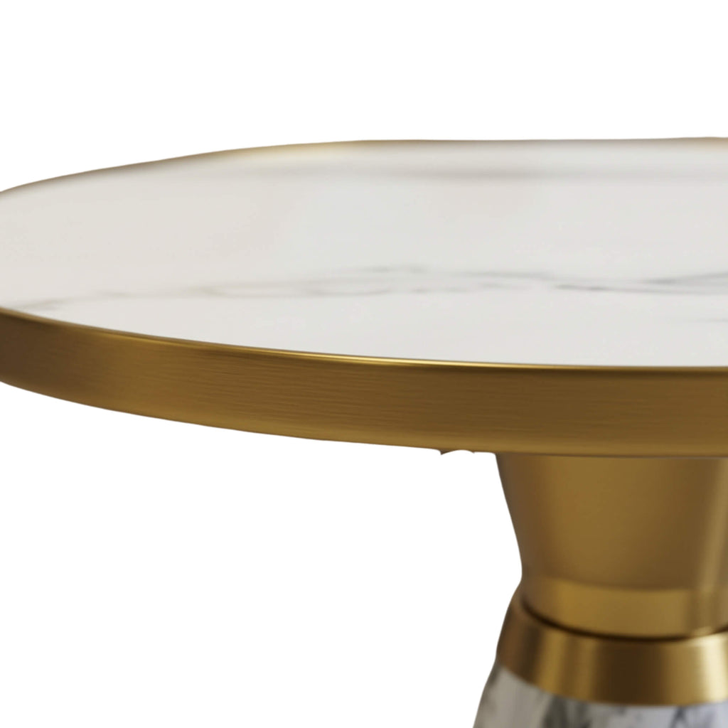 Hening End Table A57 – White & Gold Modern Side Table for Living Spaces