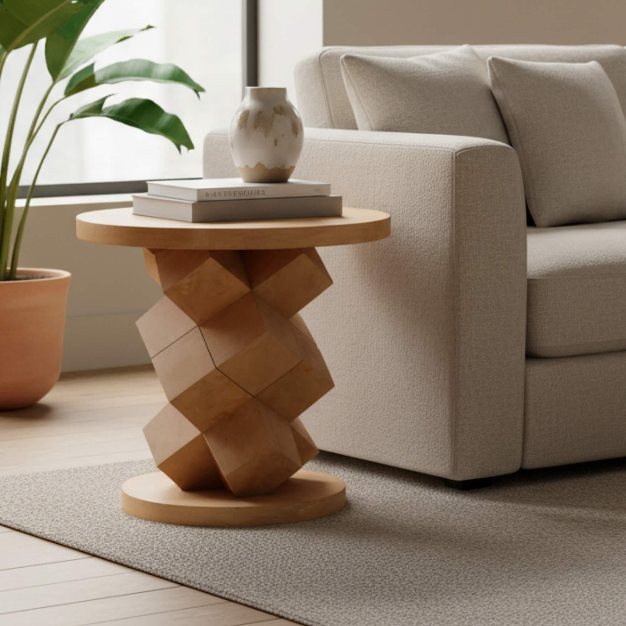 Charly End Table  Compact Solid Wood Side Table for Modern Living