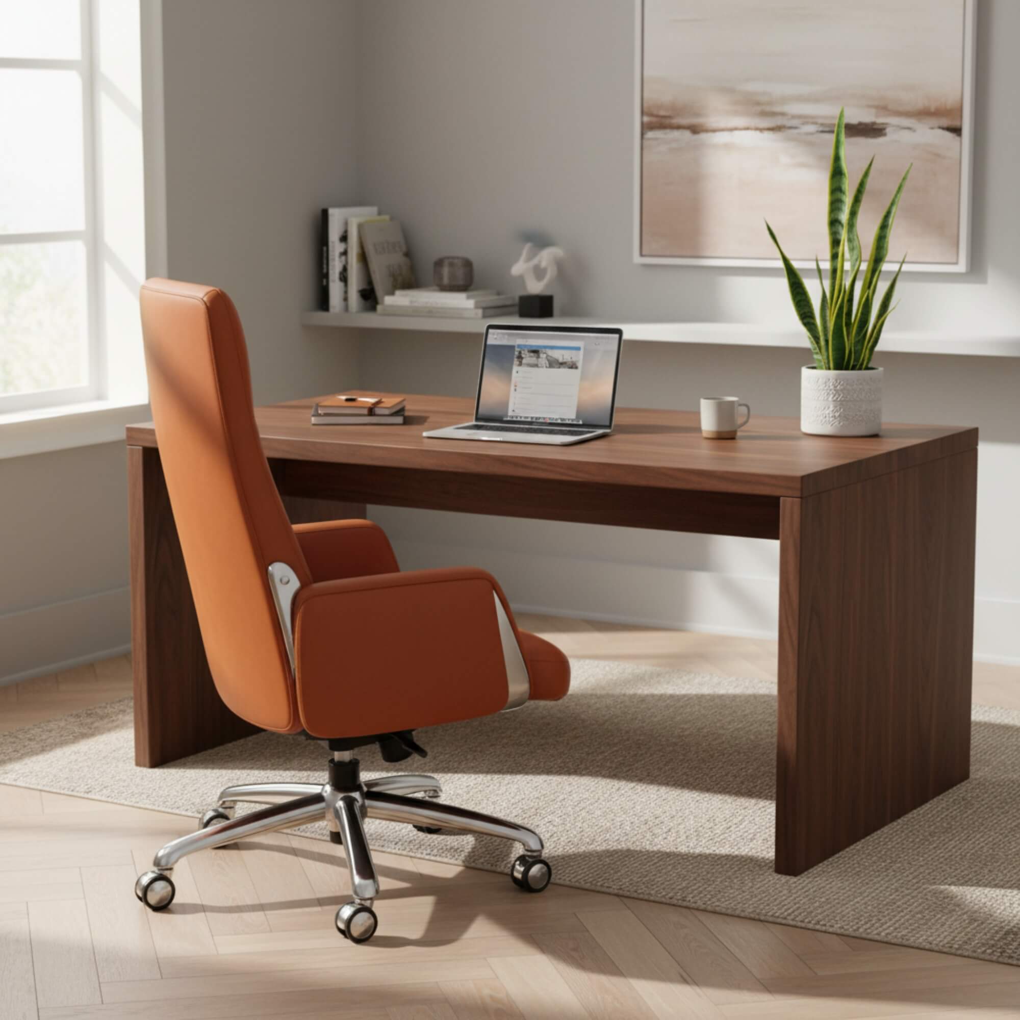 Eezy Office Chair 735 - Brown Leatherette Executive Office Chair