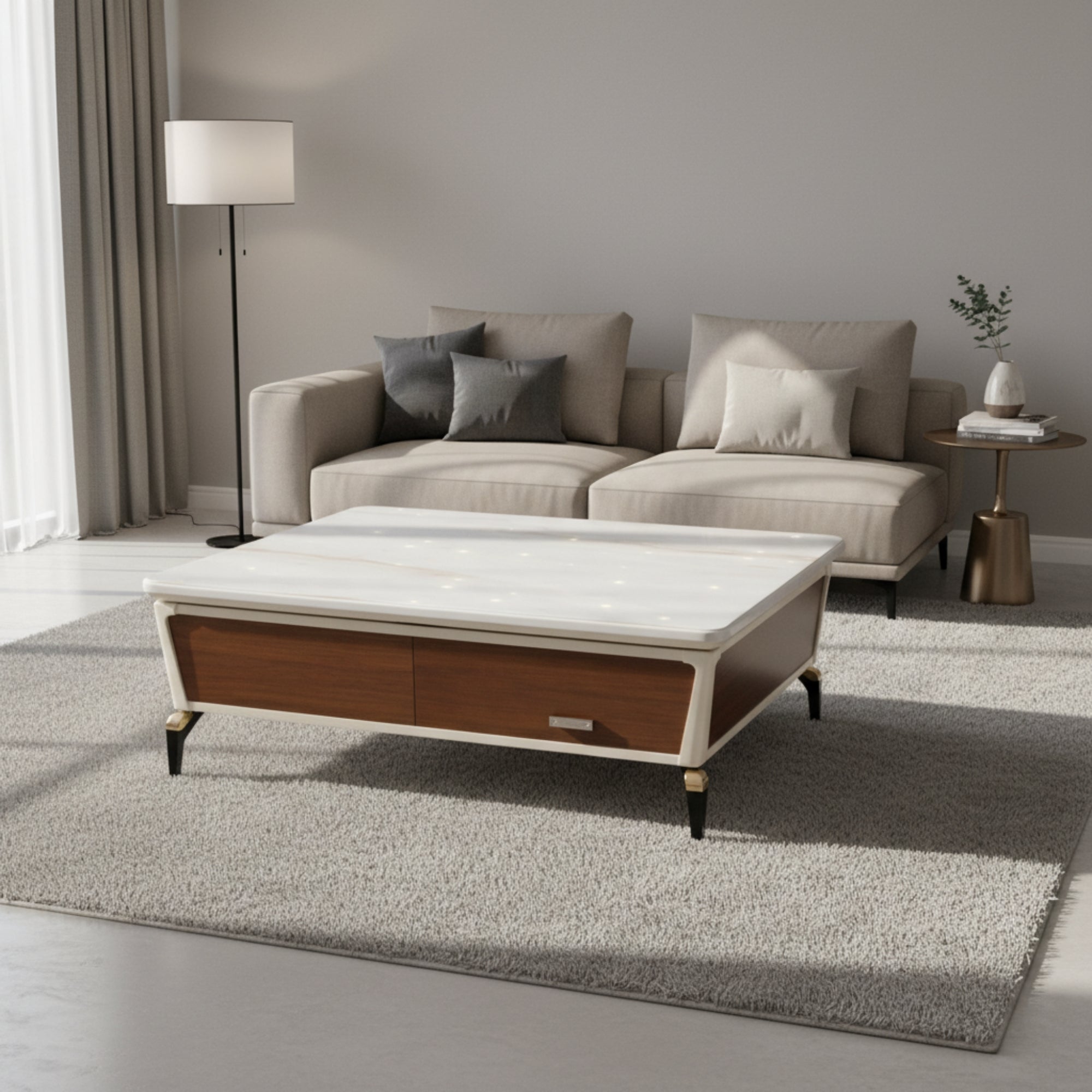 Adore Premium Glossy Marble Top Coffee Table