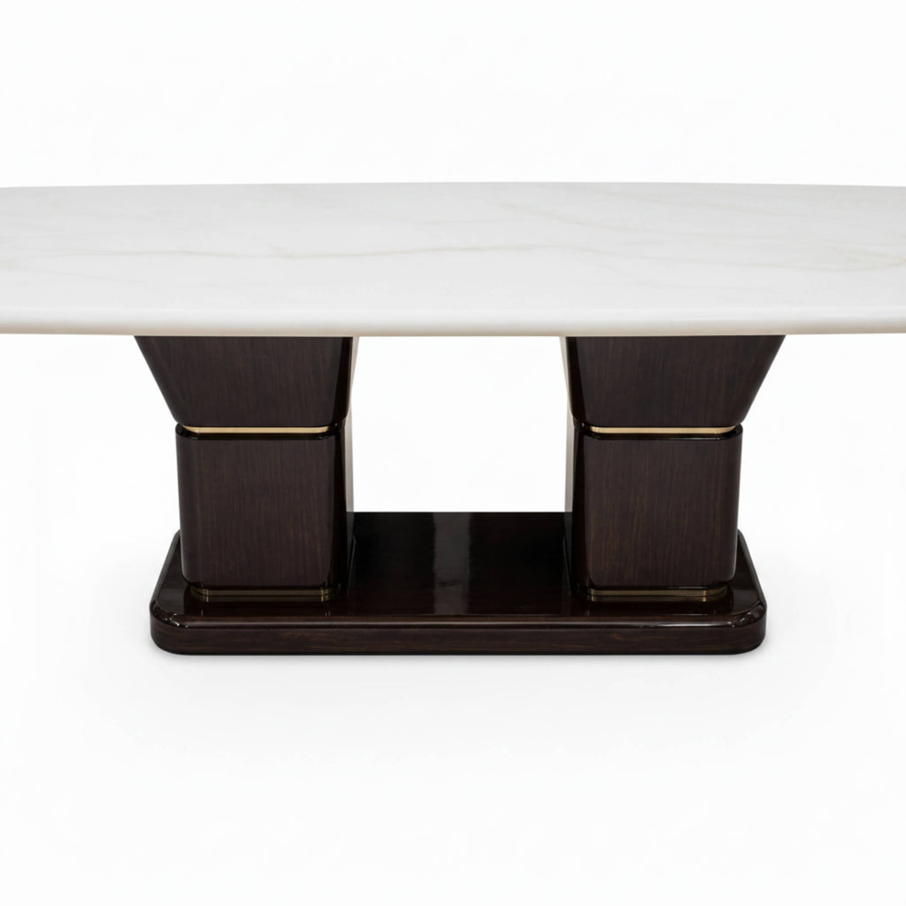 Spike Marble Table 6+1 Seater – Bold Geometry with Luxe Marble Appeal