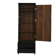  Pacific Dressing Table’s mirrored door wide open exhibits multiple interior wooden shelves designed for organised storage.