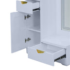 Floral Dressing Table  Glossy White Dressing Unit with Mirror & Storage