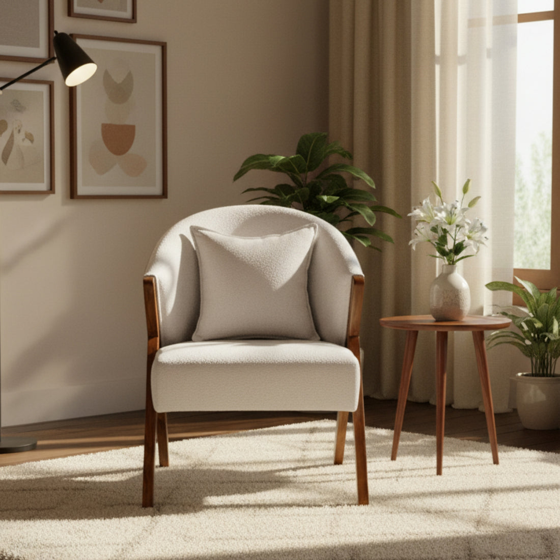 Aspen Beige Fabric Lobby Chair â€“ A Compact, Stylish Accent for Modern Homes