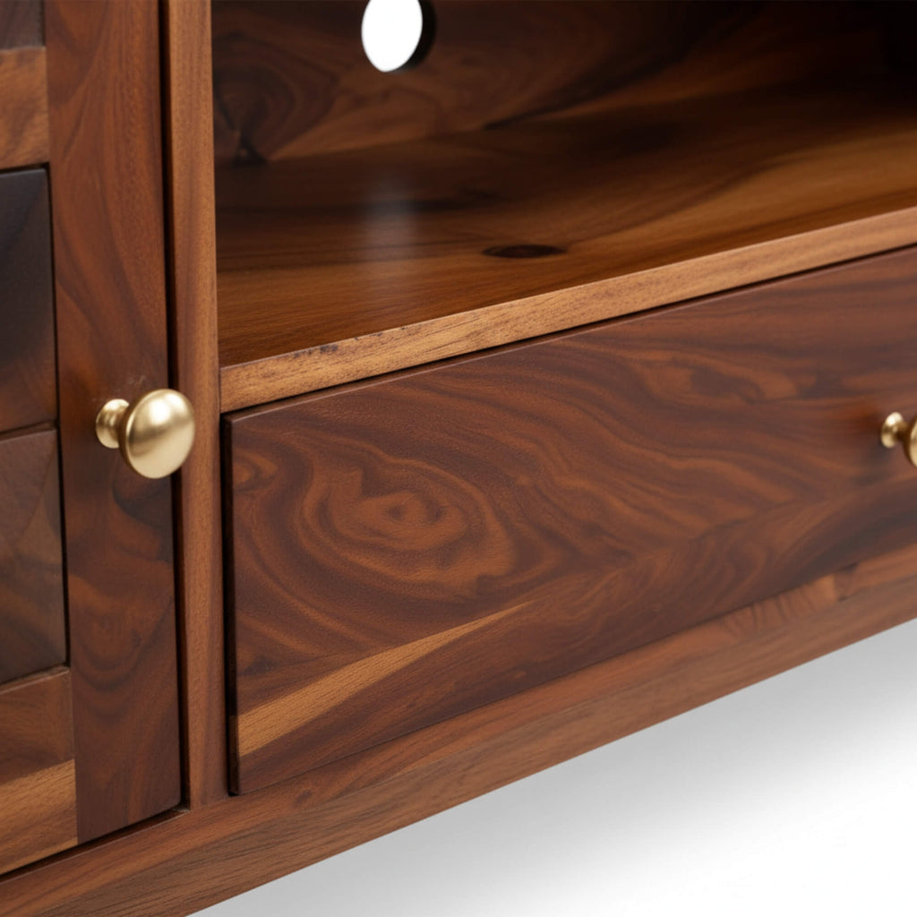 Diamond TV Unit  Solid Wood Entertainment Unit with Storage