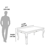 Ellipse Marble 6-Seater Dining Table Set  Solid Wood Table with Upholstered Chairs