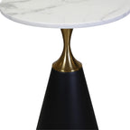 C815 End Table  Round Marble-Finish Side Table with Gold Accent