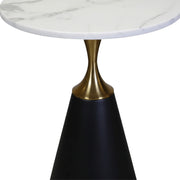 C815 End Table  Round Marble-Finish Side Table with Gold Accent