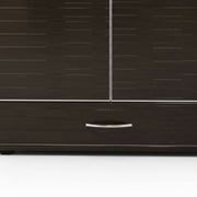 Dark wooden wardrobe with a handle on a white background