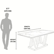 Nautical marble dining table size diagram