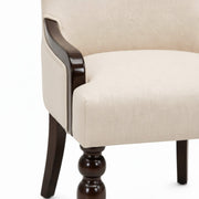 Conch dining chair arm trim close-up