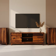 Lehar TV Unit â€“ Handcrafted Elegance in Solid Sheesham Wood