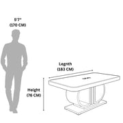 Conch onyx marble dining table size diagram