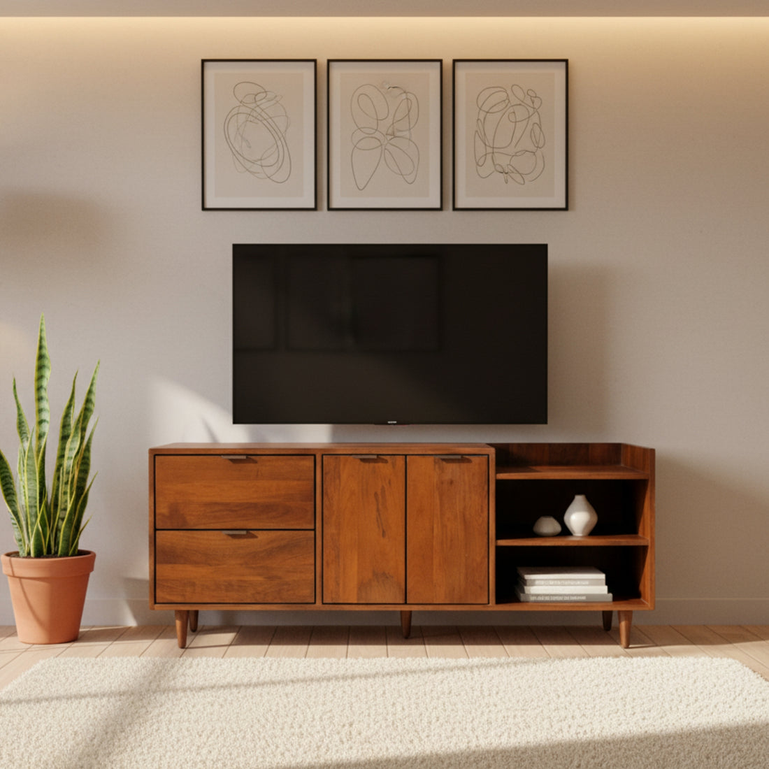 Nile TV Unit â€“ Timeless Elegance in Solid Sheesham Wood