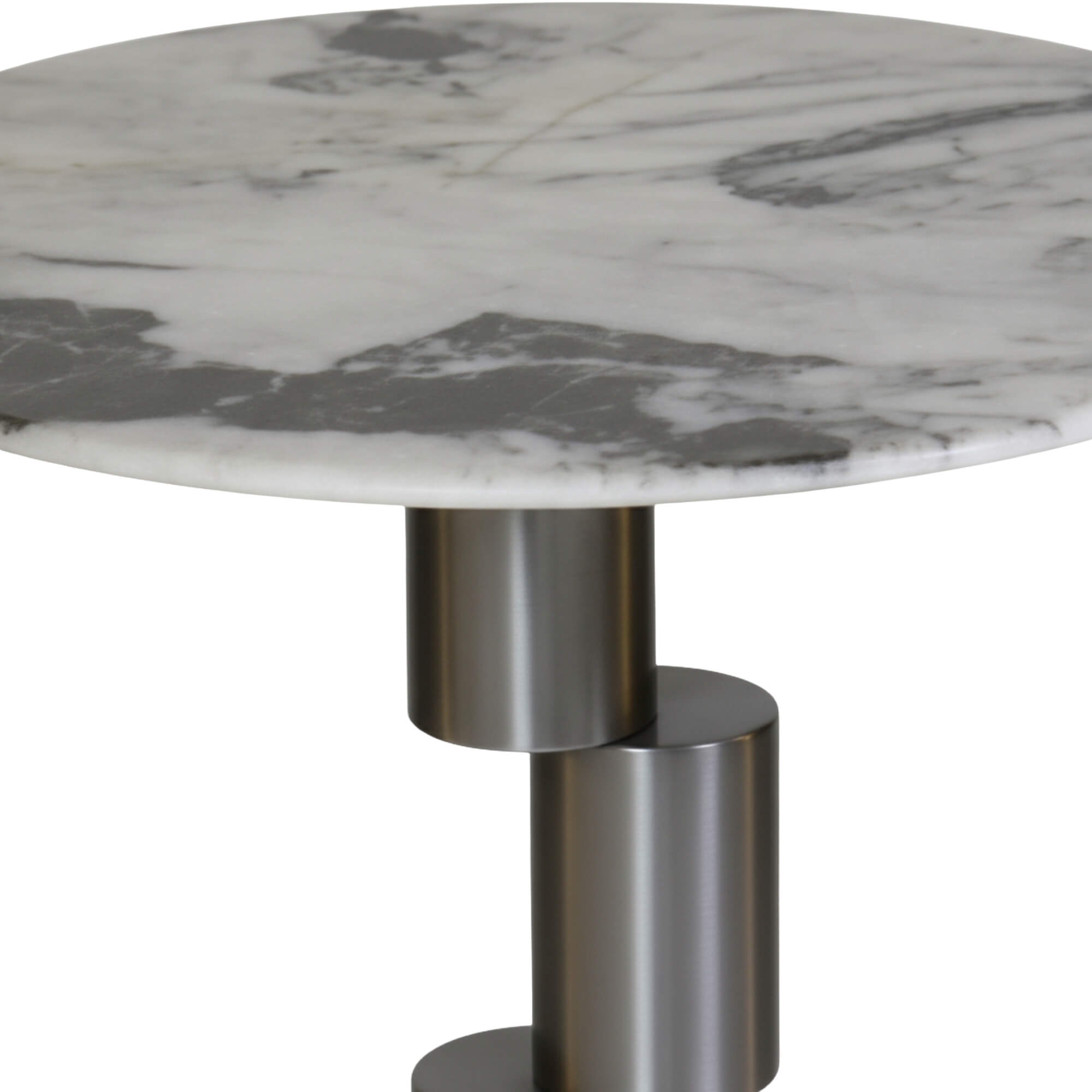 230# End Table  Round Marble-Finish Side Table with Modern Metal Base