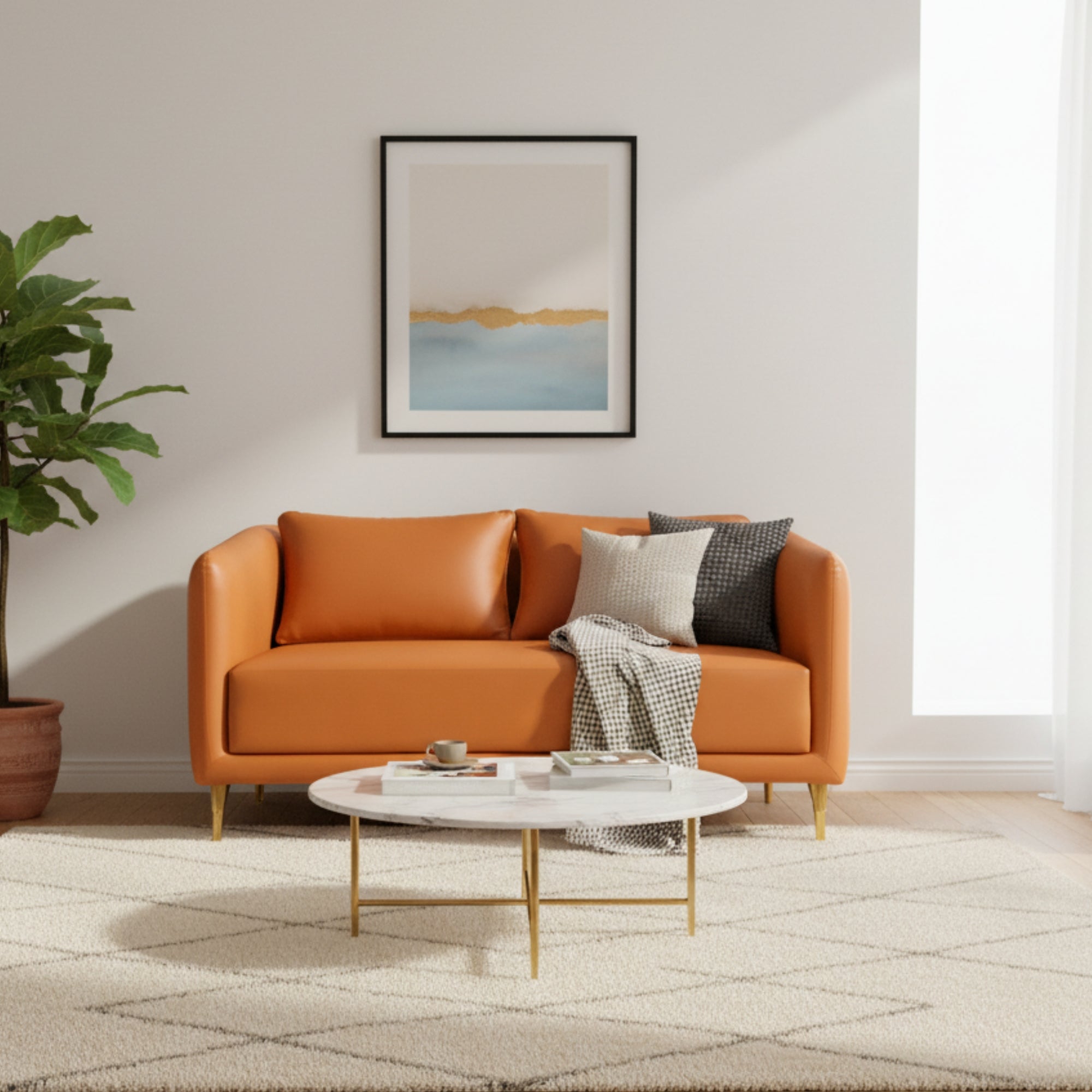 Erica Modern Maroon Leatherette Sofa – A Statement of Comfort & Style