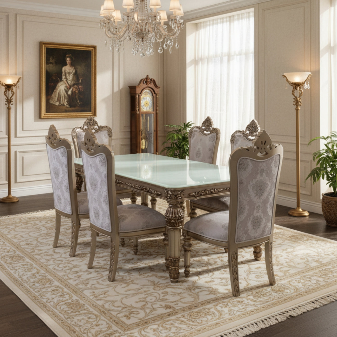Mace 6-Seater Marble Dining Set â€“ Where Elegance Meets Grandeur