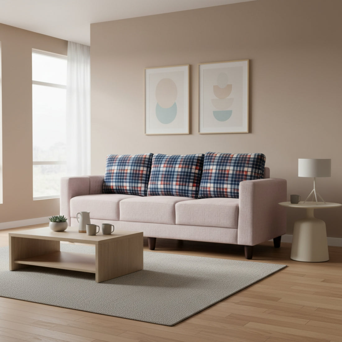 Garnet Grey Fabric 3-Seater Sofa â€“ A Modern Statement in Comfort and Style