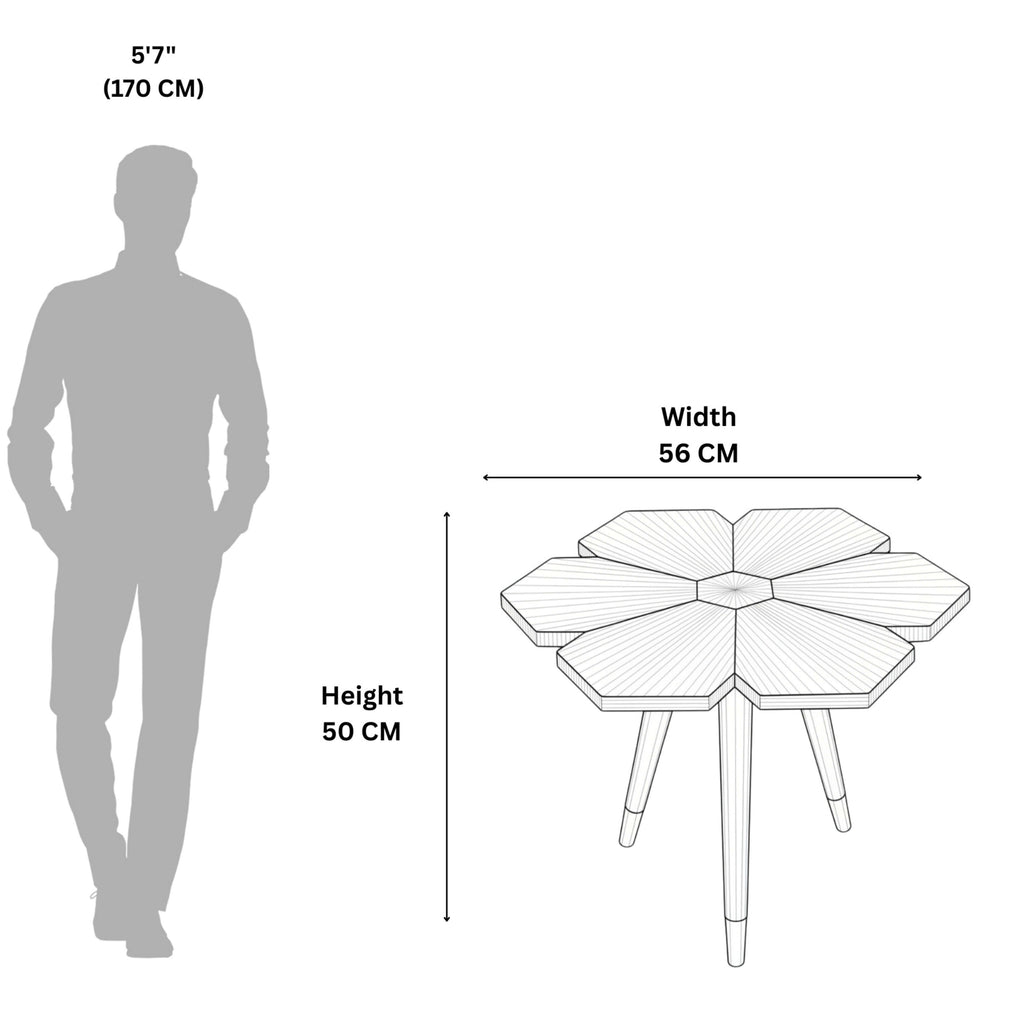 Kamal End Table  Walnut Solid Wood Side Table for Living Spaces