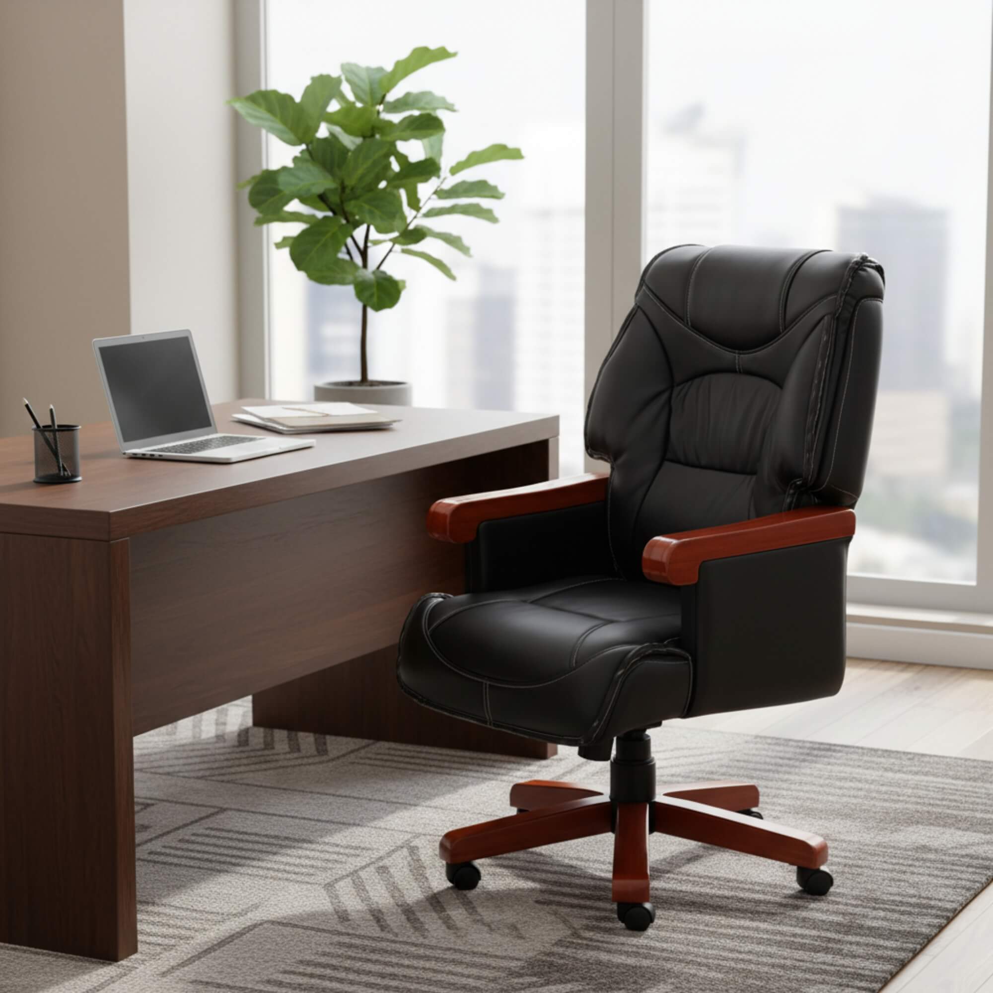 Eezy Office Chair 209A  Adjustable Executive Office Chair in Leatherette
