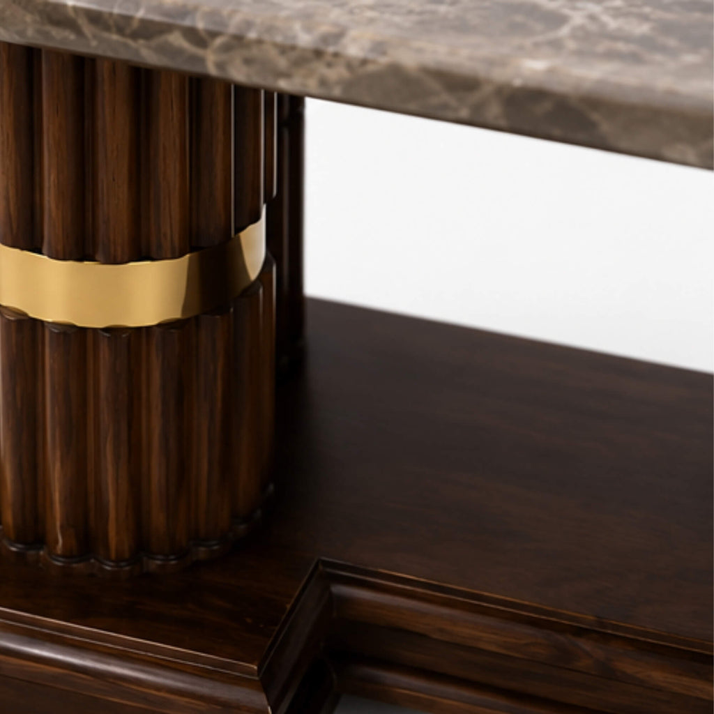 Lozenge Marble Coffee Table – Sculpted Elegance with Timeless Detailing