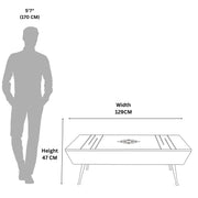 Mercy Coffee Table’s width and height are illustrated to give you an accurate assessment of its dimensions.