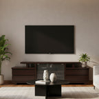 Oliver Entertainment Unit- Glossy Walnut Design with Spacious Modern Storage