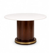 Drum round white onyx marble table on fluted drum pedestal