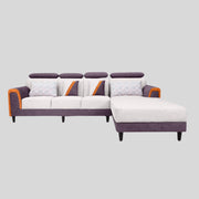 Zikara Modern Grey L Shape Sofa with Adjustable Headrest
