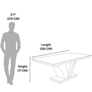 Seagull grey marble dining table size diagram