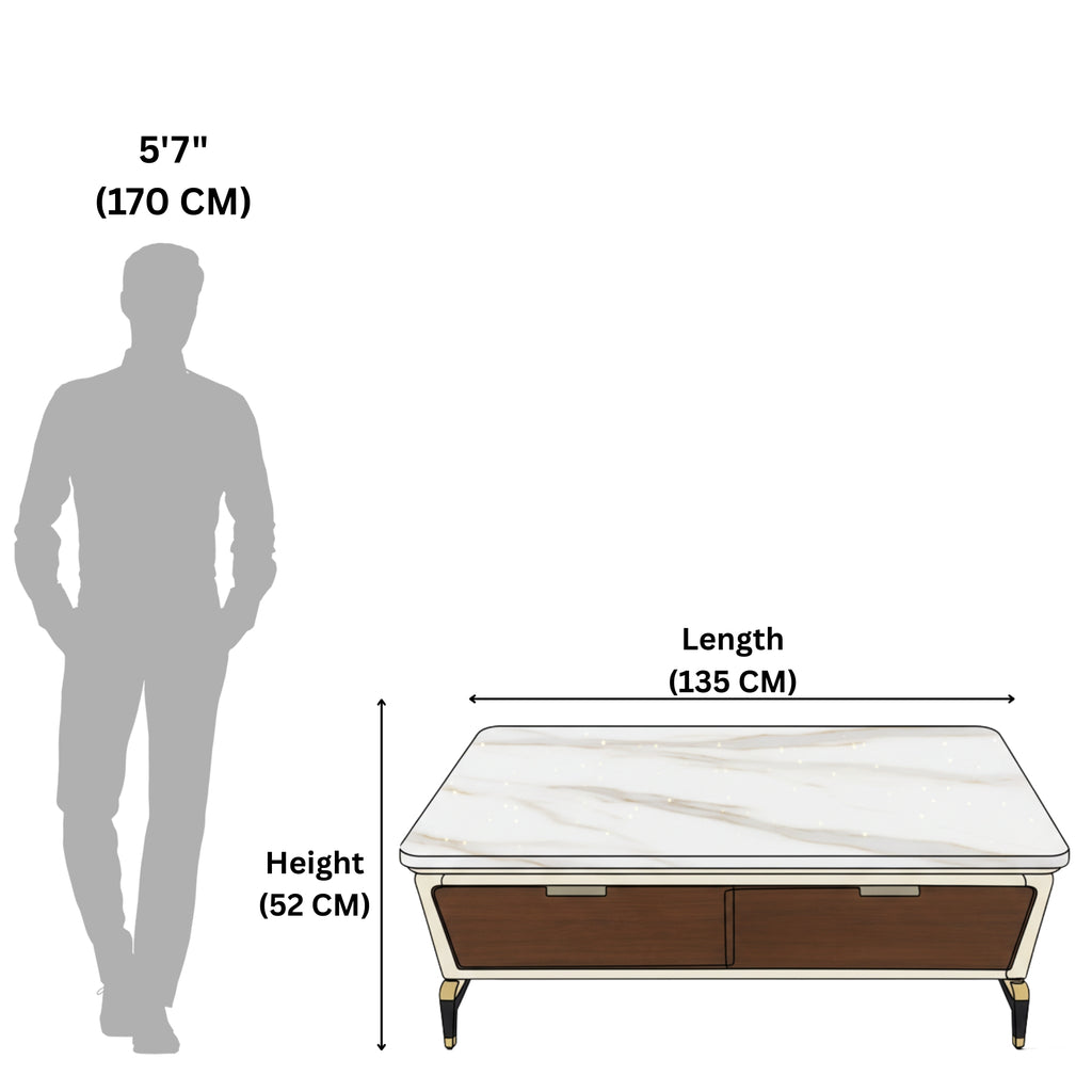 Adore Premium Glossy Marble Top Coffee Table