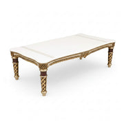 Sapphire marble dining table, angled view