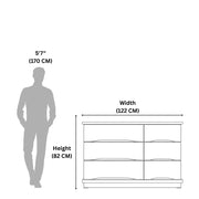 Measurement chart showing a person's height and a piece of furniture's dimensions on a white background.