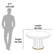 Averi round marble dining table size diagram