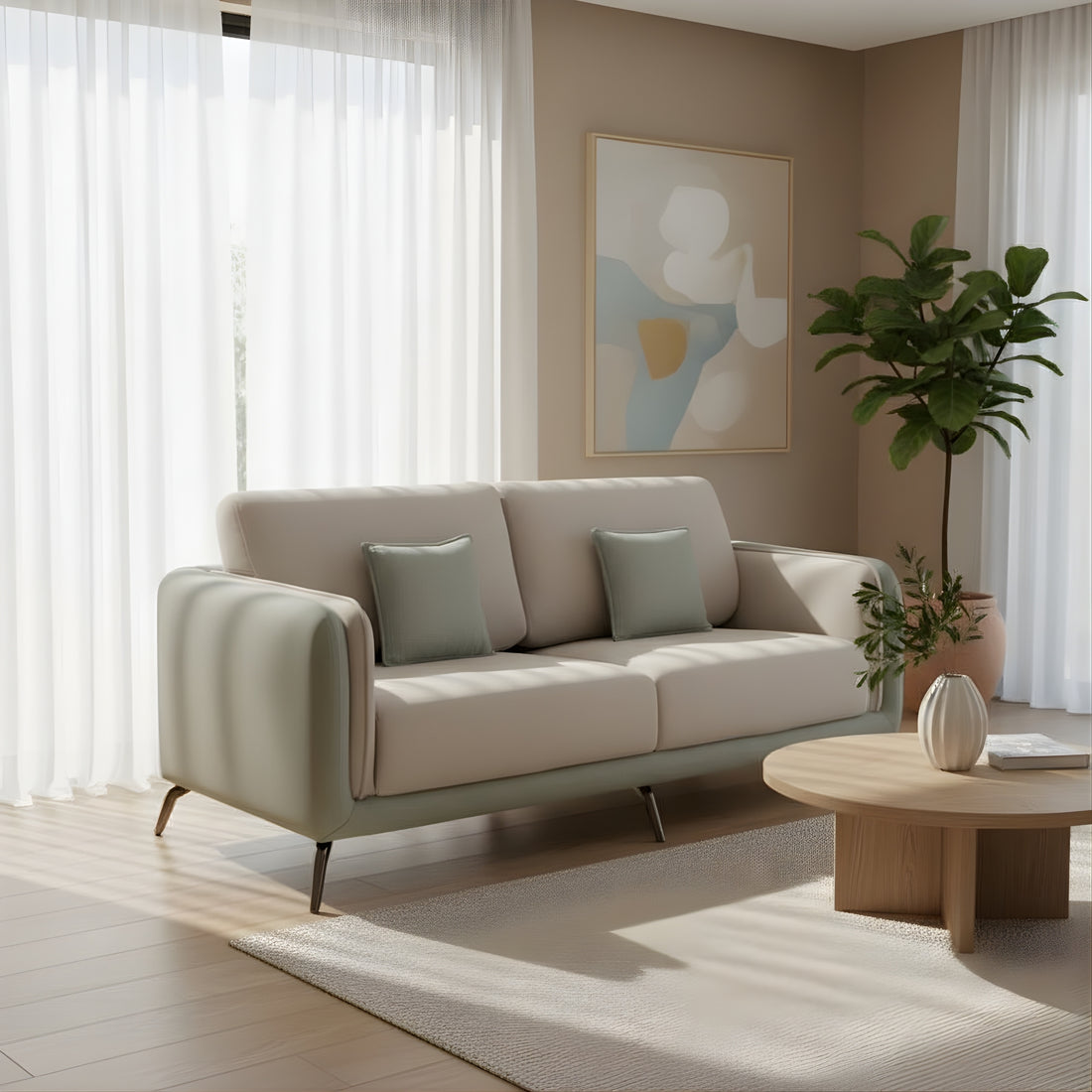 Castor 3-Seater Fabric Sofa  Wide & Comfortable Sofa for Living Rooms