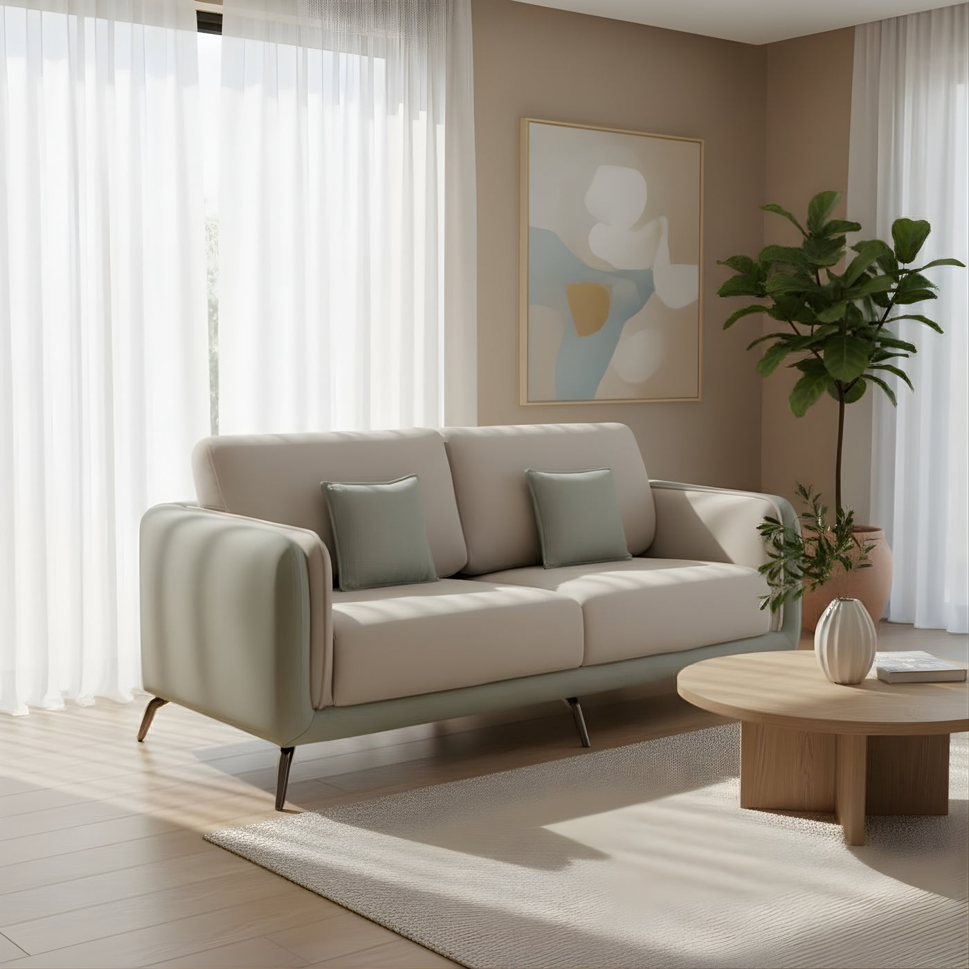 Castor 3-Seater Fabric Sofa  Wide & Comfortable Sofa for Living Rooms