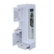 Floral Dressing Table  Glossy White Dressing Unit with Mirror & Storage