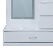 Vision Glossy White Dressing Table  Full-Length Vanity with Drawers & Shelves