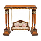 Antique wooden swing with beige cushions | qivly:v1:h:c567a2c7ef1ecde379ceeef46a9ecacb